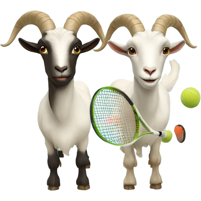 Two Capricorn goats playing tennis emoji