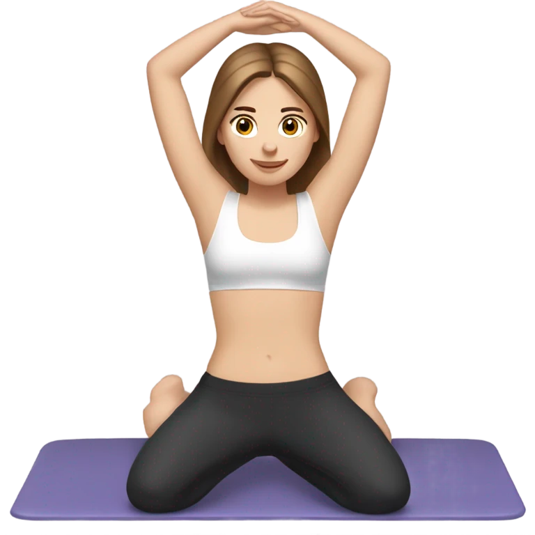 A white girl with brown straight hair exercising doing pilates emoji