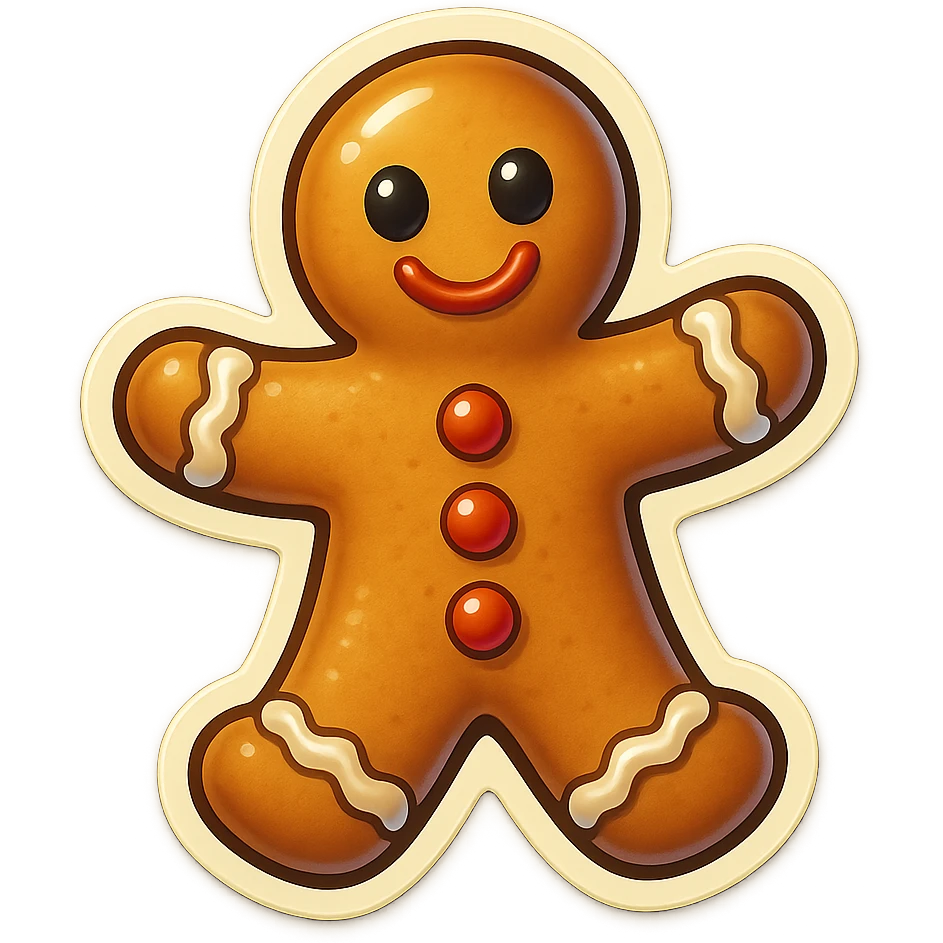 gingerbread man cookie, classic holiday style emoji