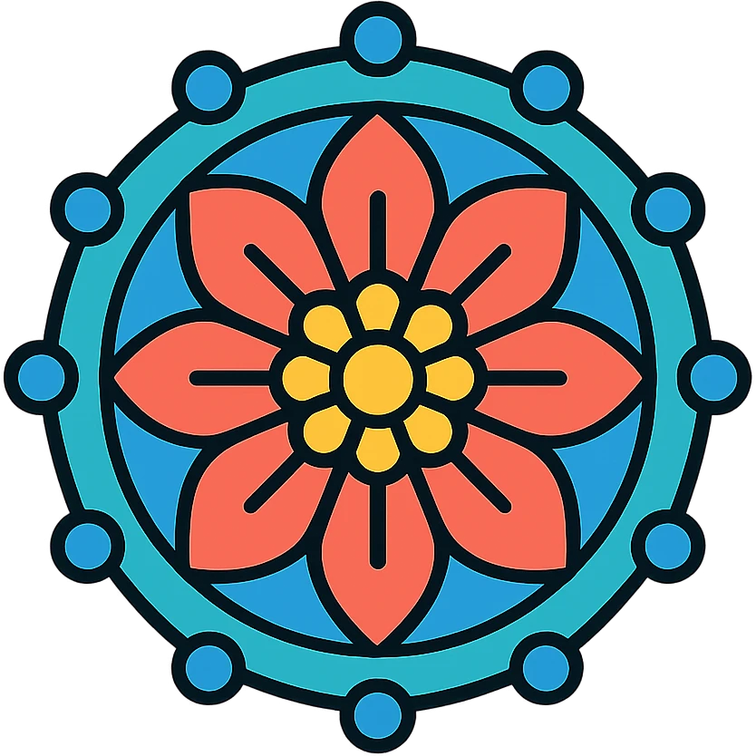 mandala with floral and bead detailing emoji
