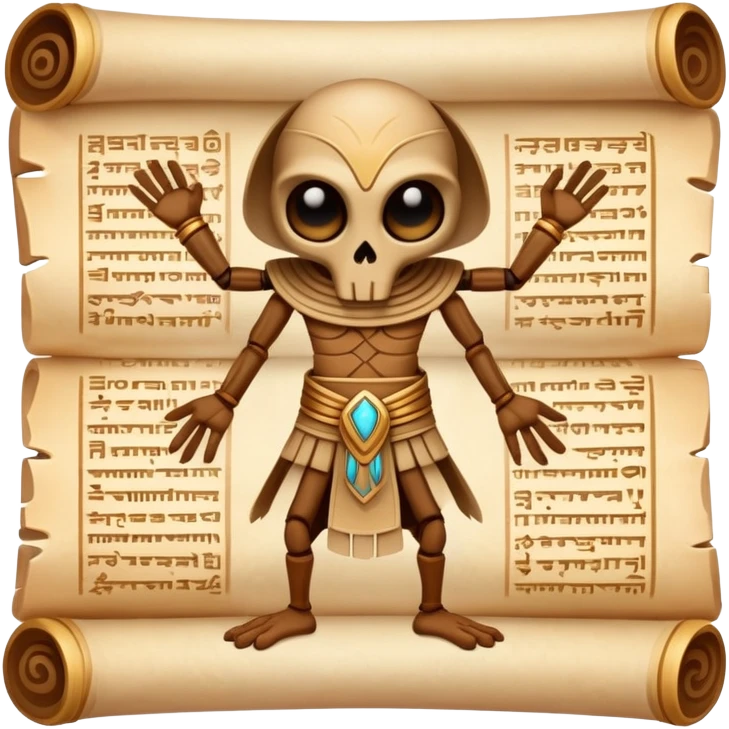 A creature composed of ancient scrolls and papyrus that have gained consciousness, hieroglyphs on its surface glow with arcane energy. emoji