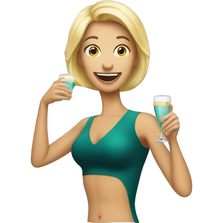 a blonde woman cheersing emoji