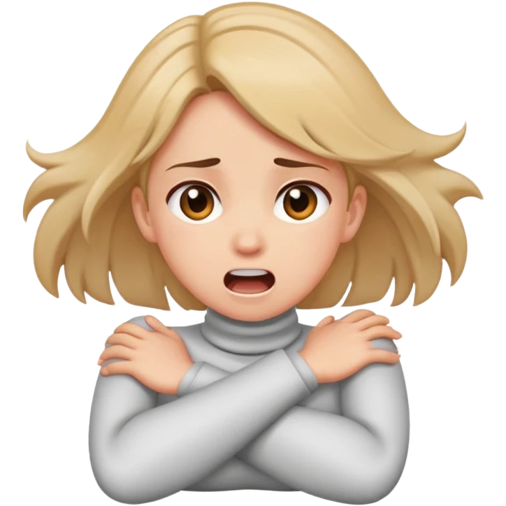girl crossing arms across neck screaming emoji