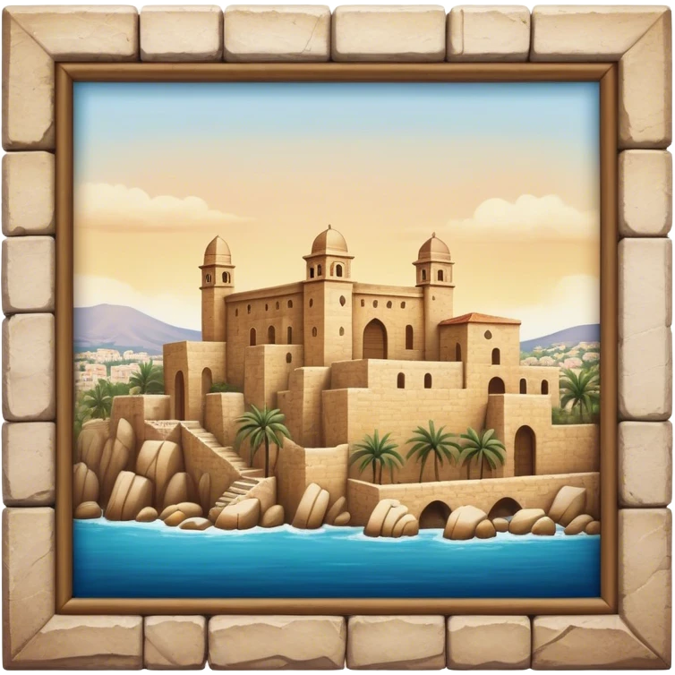 Cinematic Realistic Byblos Old City Landmark Emoji, depicted with ancient, weathered stone structures rendered with lifelike detail and nostalgic, warm lighting. emoji