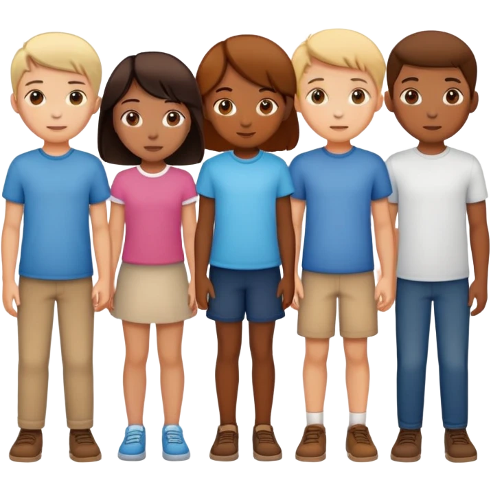 Seven boys and three girls standing together as a group emoji