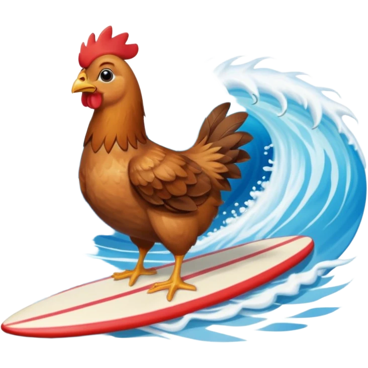 Chicken riding surf board emoji