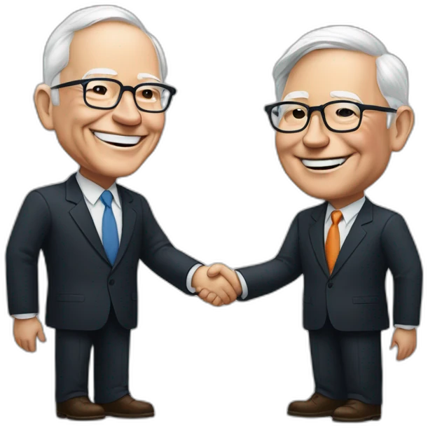 warren buffet shaking hands with jeff bezos emoji