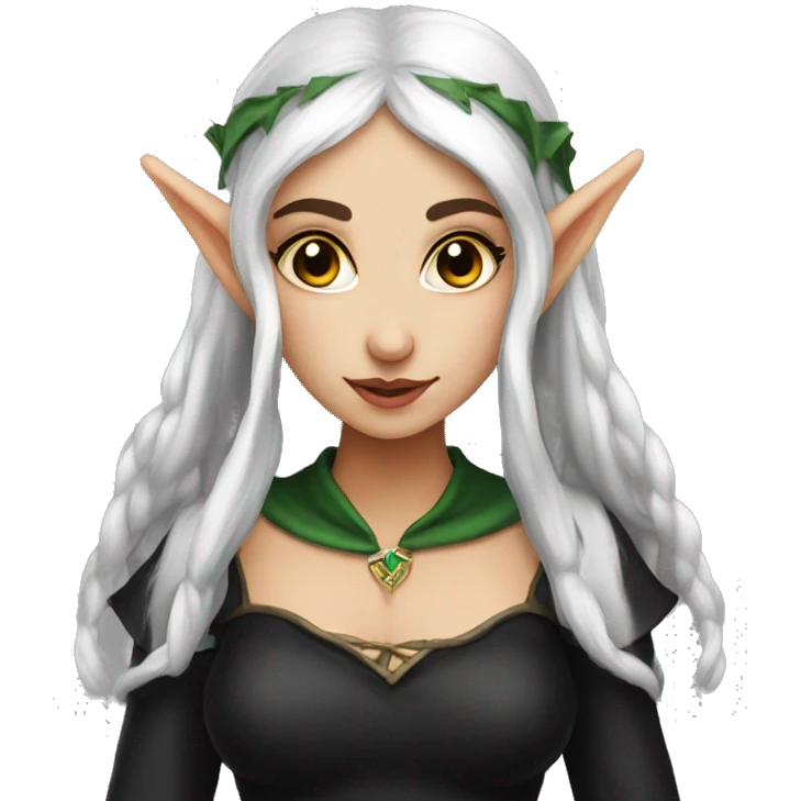 female elf fantasy black dress emoji