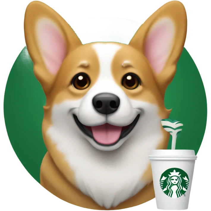 Corgi with Starbucks emoji