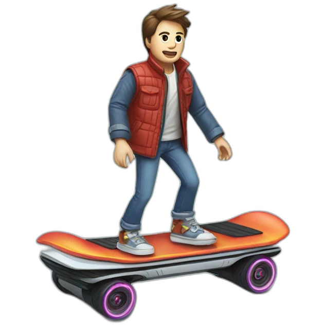 Marty Mcfly on a hoverboard emoji