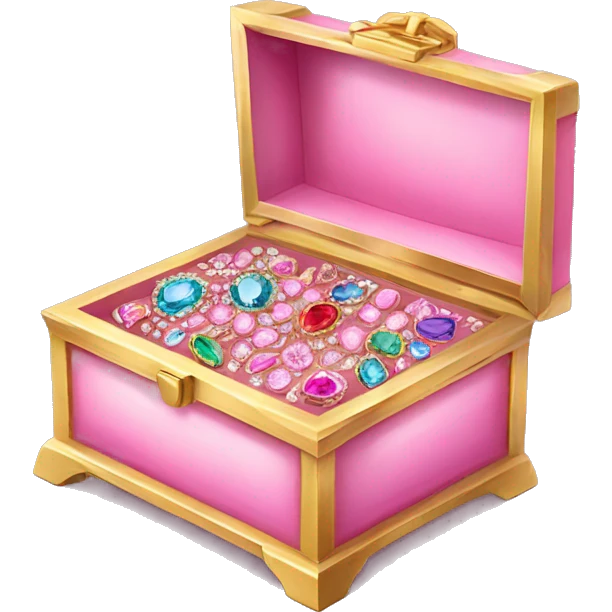 Pink jewelry box filled with jewels and diamonds emoji