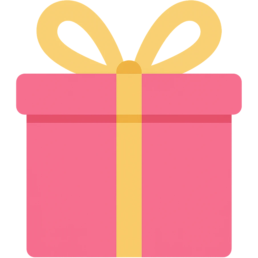 Add a large decorative bow to the pink gift, keep the color icon style, no background. emoji