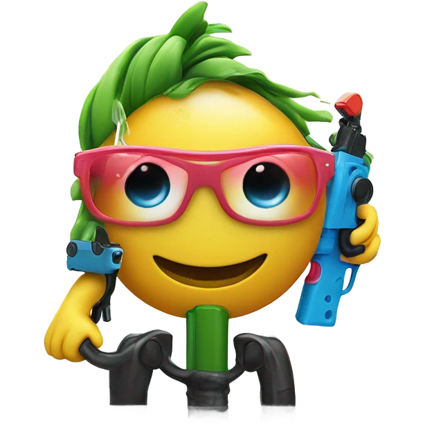 Smiley face with side eye with watergun with watergun with watergun with emoji