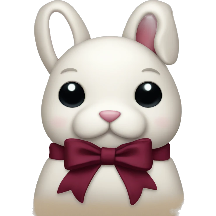 Stuffed bunny with burgundy bow emoji