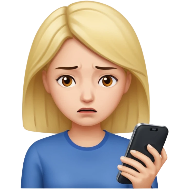 Woman upset at phone  emoji