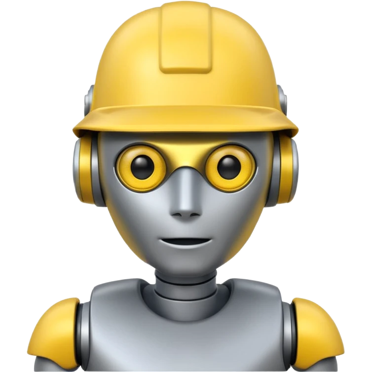 grey robot with yellow hat emoji