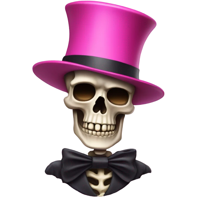 Skeleton with a comically large pink top hat  emoji