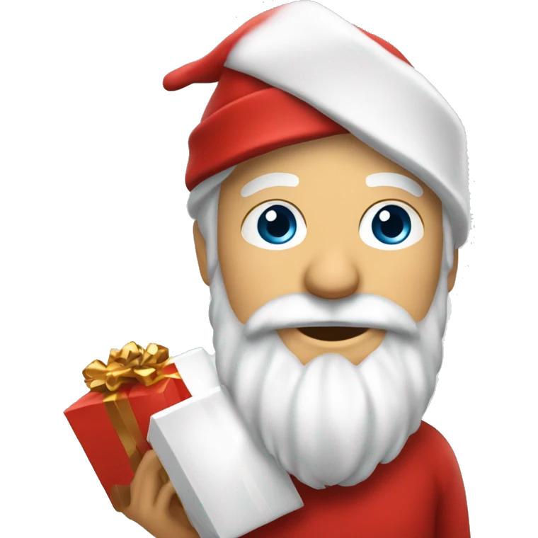 père Noël avec cadeau est costume rouge et barbe blanche emoji