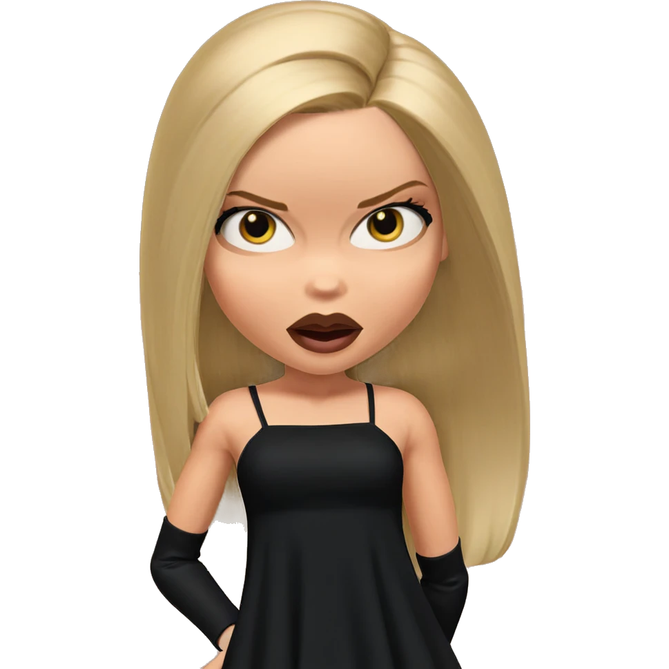 blonde girl in black dress emoji