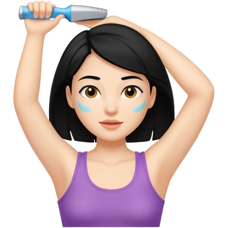 woman black long hair shaving armpit emoji