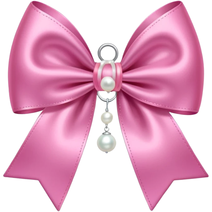 Pink bow with hanging pearl emoji