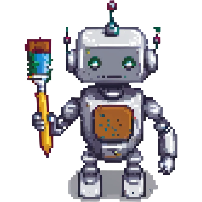 robot holding a paintbrush emoji