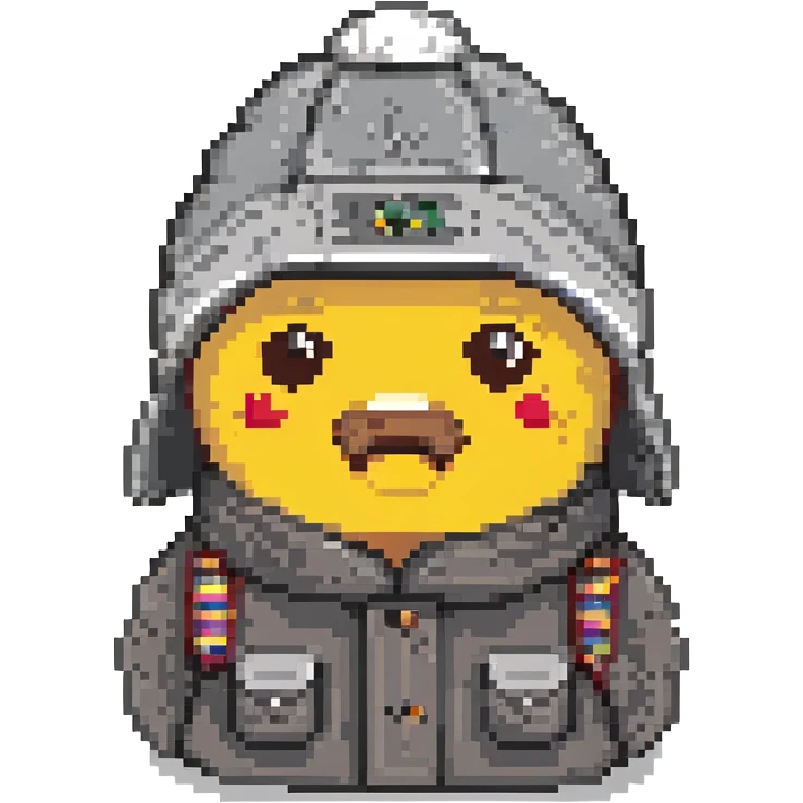 skuf emoji, pixel art style, gray ushanka hat, simple face emoji