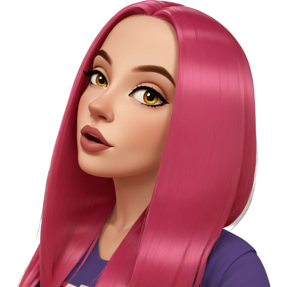 pink-haired girl portrait indoors emoji