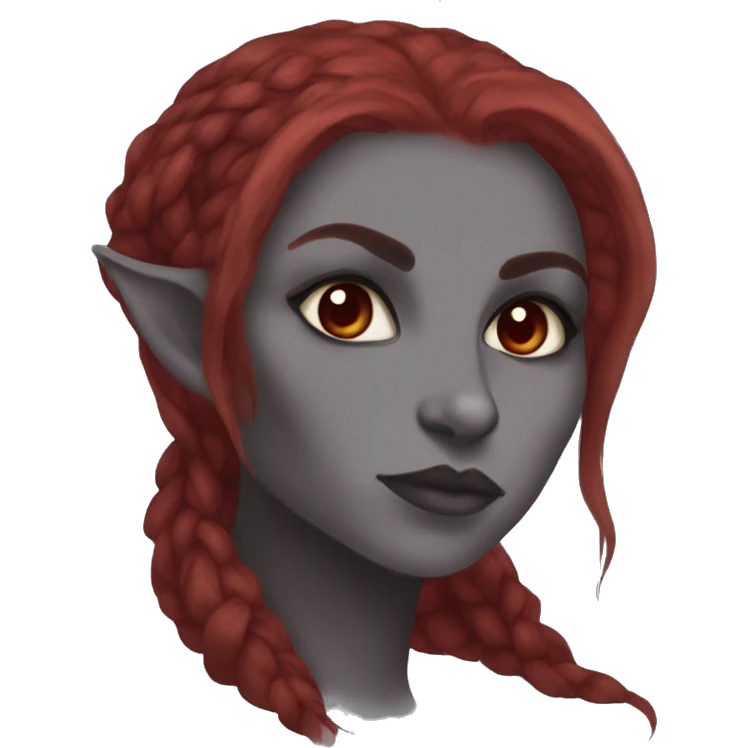 dunmer emale grey skin red hair red eyes emoji