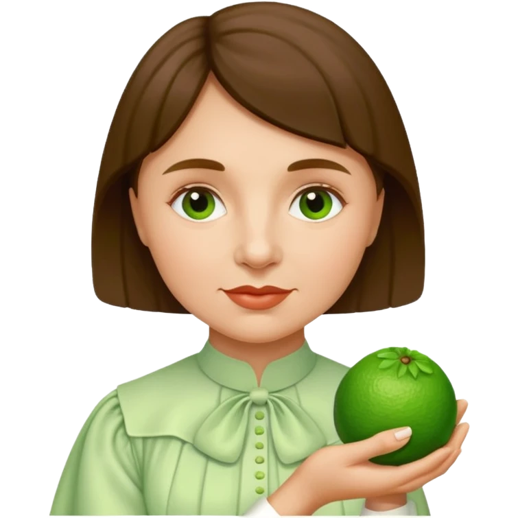 Helen Keller holding a lime emoji