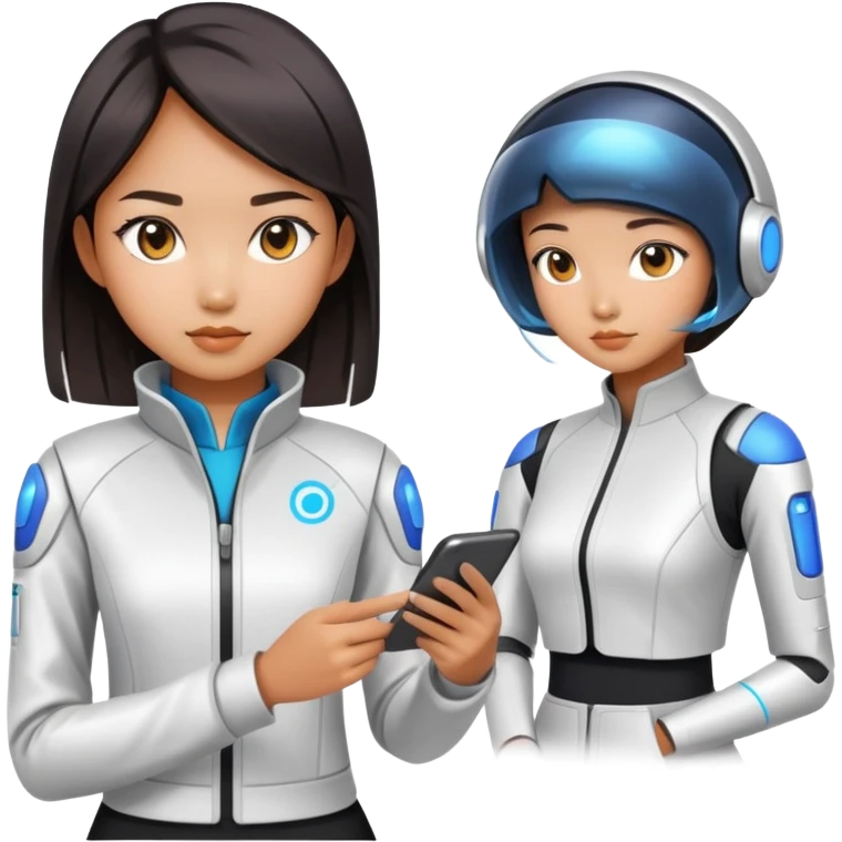 asian girl designing futuristic clothing emoji