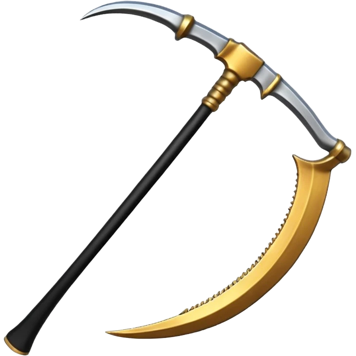The scythe of the God of Death, a symbol of death, is long and straight, entirely in deep black. emoji