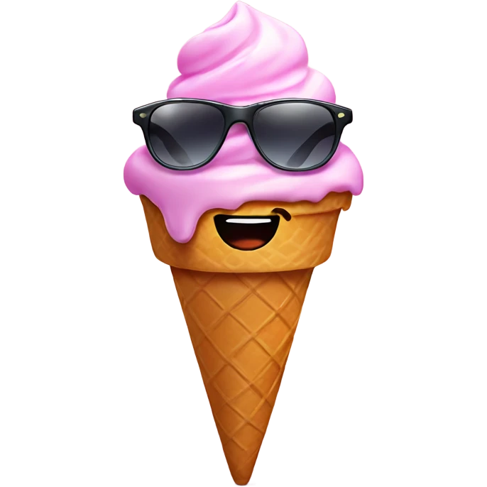 Ice cream cone with sunglasses emoji