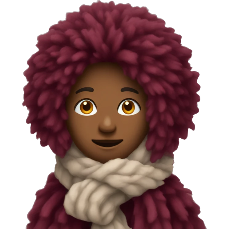 Burgundy fluffy scarf emoji
