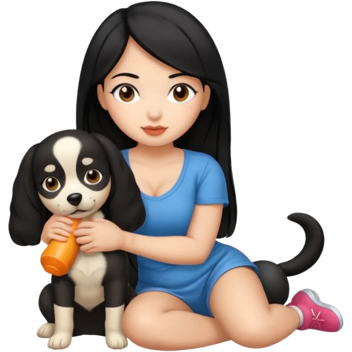 Black hair Latina girl sitting a sex toy naked doggy style sex emoji