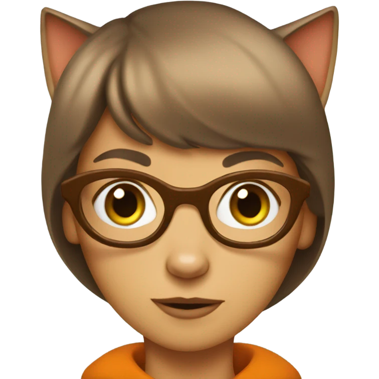 Cat looking like Velma from scooby doo emoji