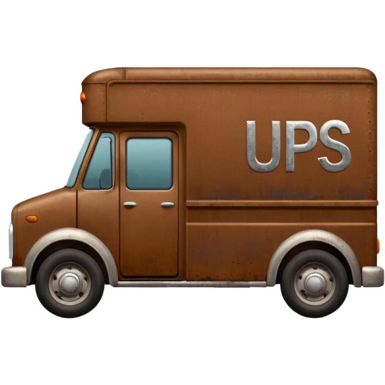 Brown delivery truck with the letters u p s on the side emoji