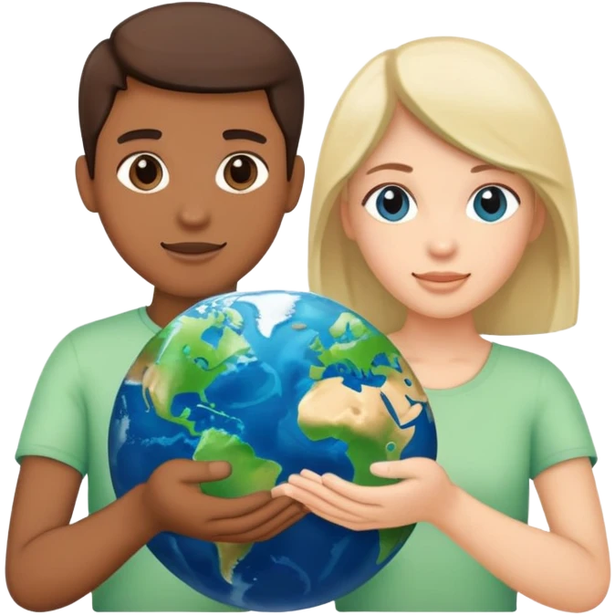 Two people holding earth on their hand  emoji