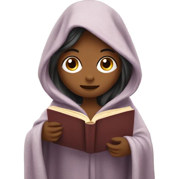 Girl in blanket reading a book emoji