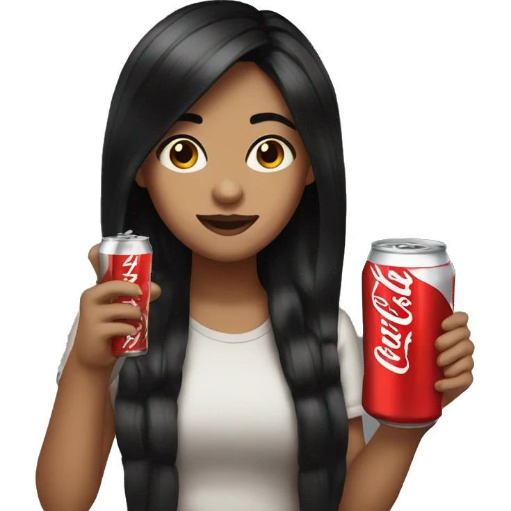 Girl with black hair  drinking coke  emoji