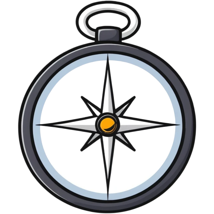 The standard iOS compass emoji 🧭 with a thin white ribbon threaded through the small metal loop at the top emoji