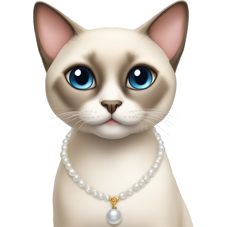 cute siamese cat with pearl necklace emoji