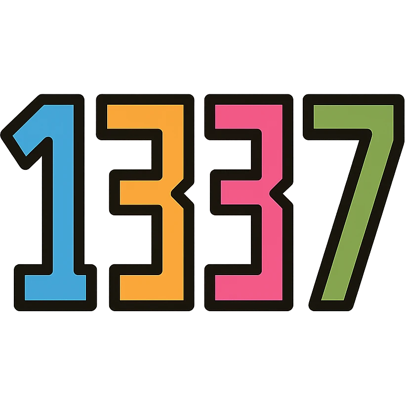 number 1337 in a cool digital style, referencing leet speak, icon or emoji emoji