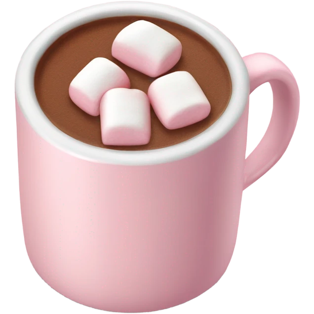 Light Pink mug of hot chocolate with marshmallows  emoji