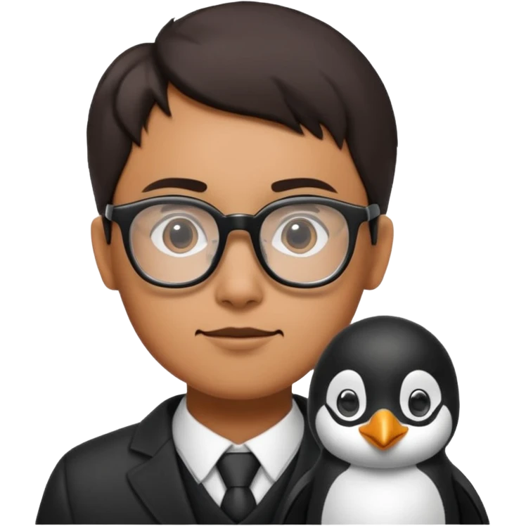  gozlük takan ve yaninda köpek olan Penguin emoji