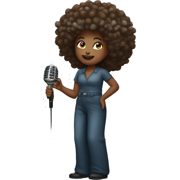 Afro girl holding a mic emoji