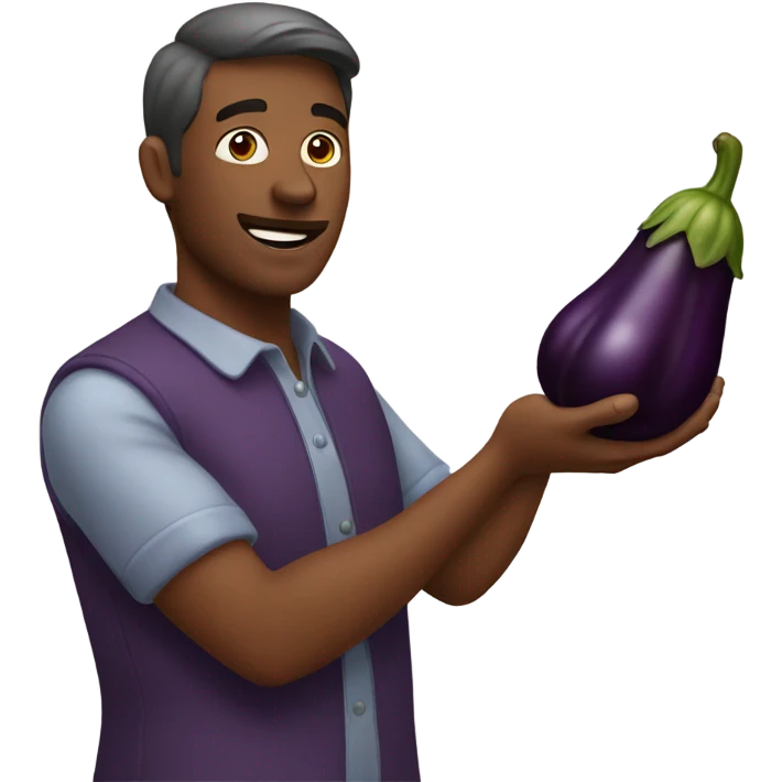 Man with egg plant  emoji