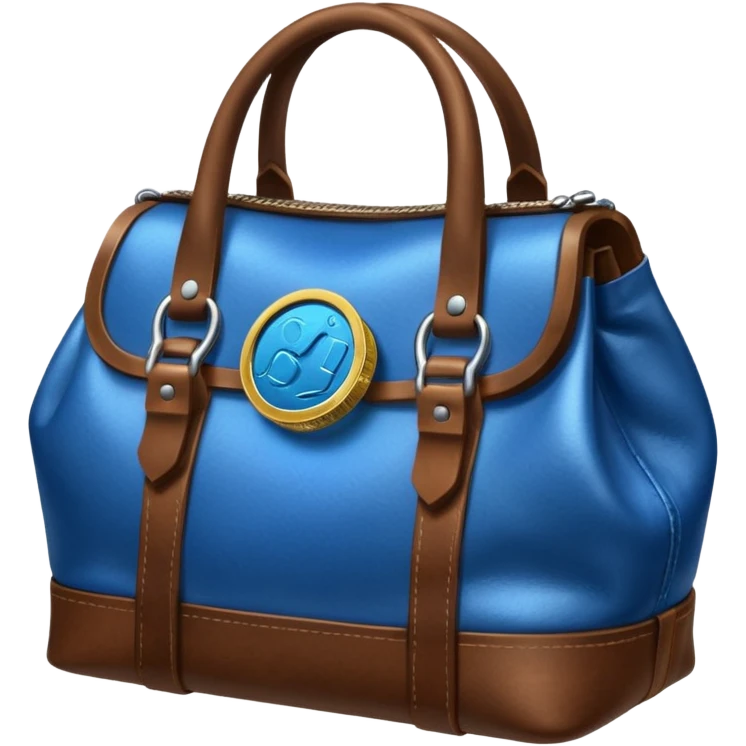 blue coins inside a brown bag emoji