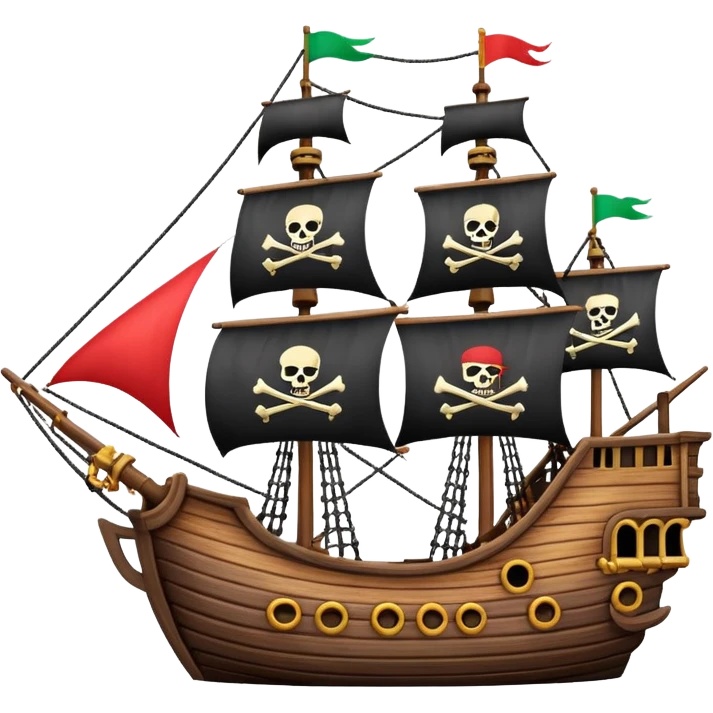 random colors pirate ships emoji