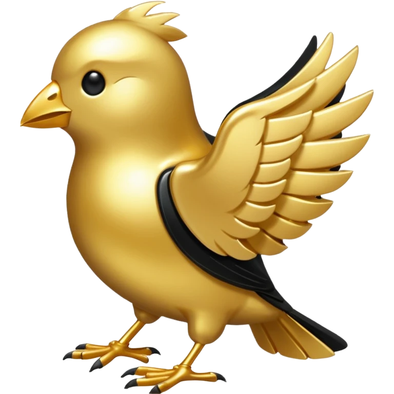 One single shiny Gold and black twitter icon, png, no background, no border emoji